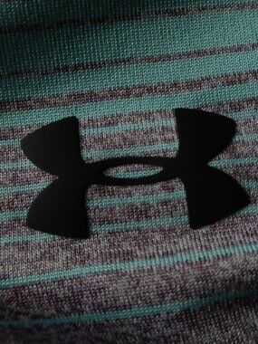 Under Armour The Playoff Aqua Blue Striped Stretch Polo (L) ⛳️ OMG!